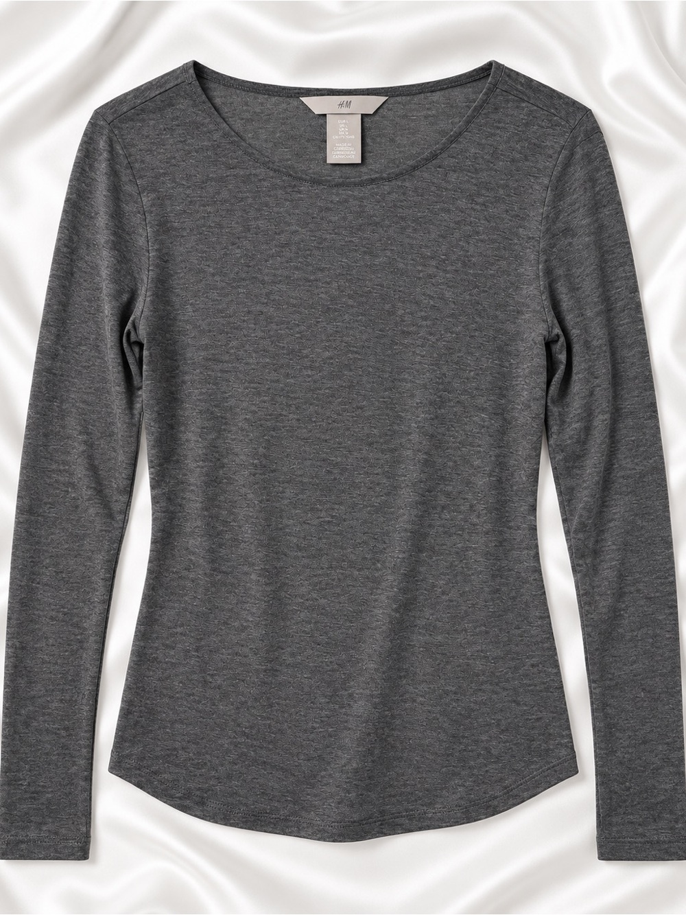 H&M Women’s L Charcoal Gray Long Sleeve Scoop Neck Top